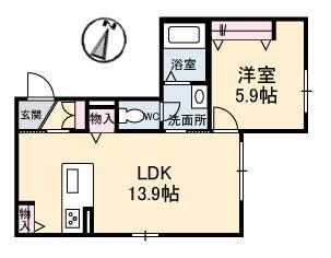 Jブルー翠(1LDK/1階)の間取り写真