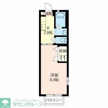 クレール南(1K/2階)の間取り写真
