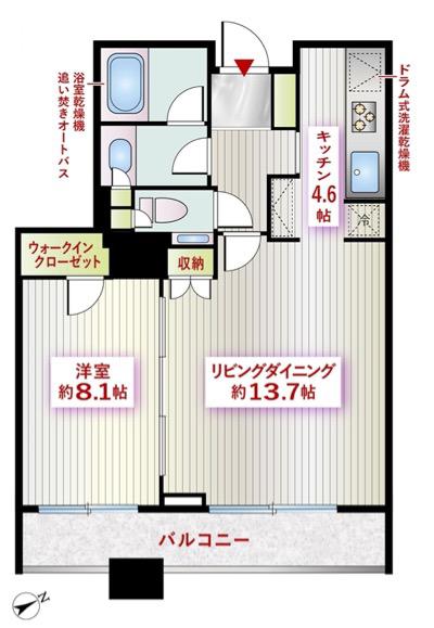白金タワー(1LDK/26階)の間取り写真