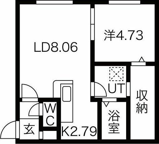 インフィニト平岸一条(1LDK/1階)の間取り写真