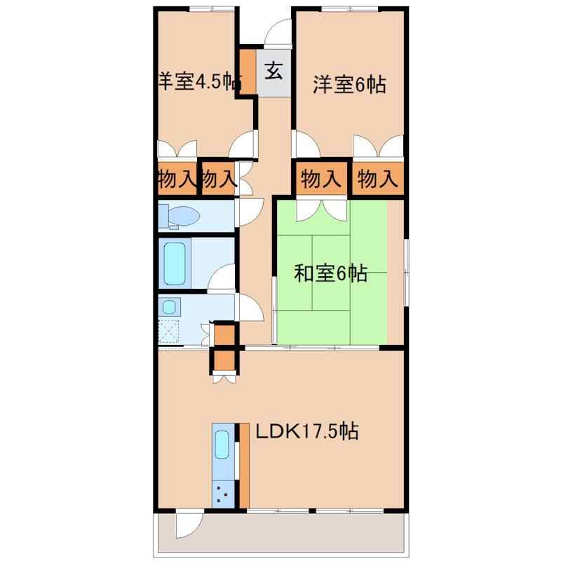 ルミナス観音台 弐番館(3LDK/2階)の間取り写真