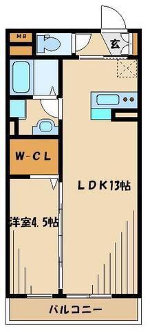 ウエストエーデル(1LDK/2階)の間取り写真