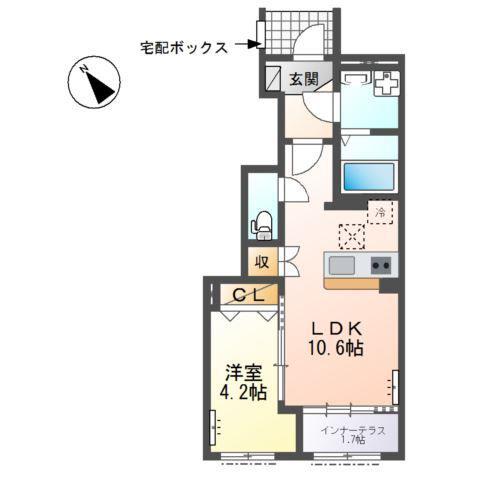 メゾン ド リッカ(1LDK/1階)の間取り写真