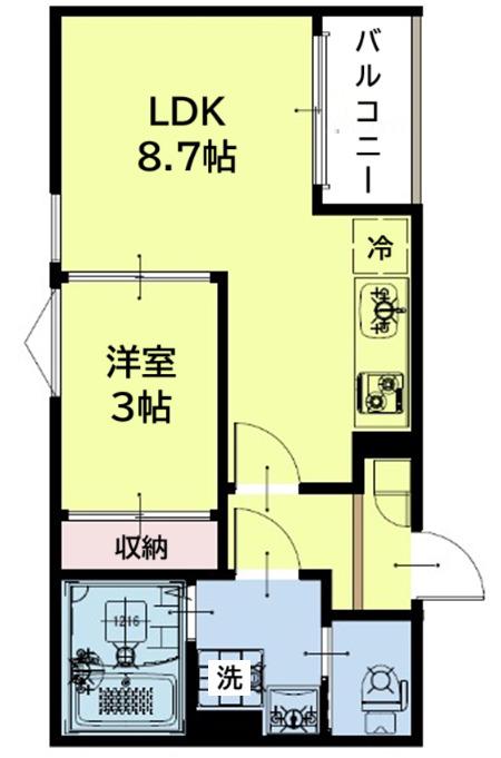 REGALEST仙台八幡(1LDK/2階)の間取り写真