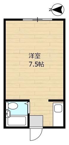 学園ハイツB(ワンルーム/2階)の間取り写真