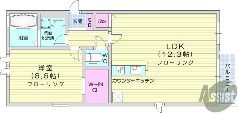 STELLA DE LUX(1LDK/1階)の間取り写真