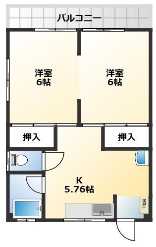 矢島荘(1K/1階)の間取り写真