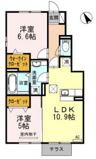 ウィット竜泉寺(2LDK/1階)の間取り写真