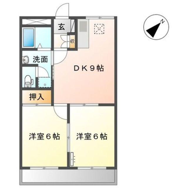 ミロワールM(2DK/1階)の間取り写真