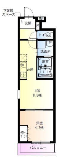 フジパレス鴫野東ウエスト(1LDK/2階)の間取り写真