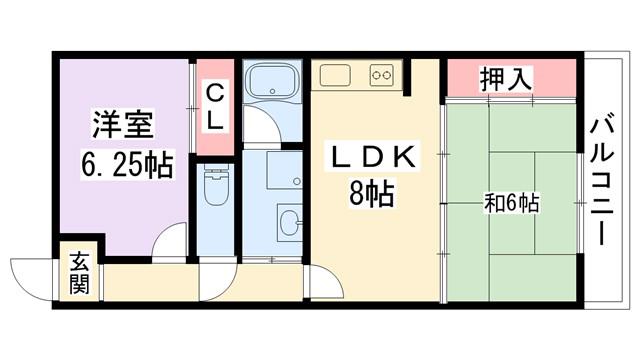 グランデール(2LDK/2階)の間取り写真