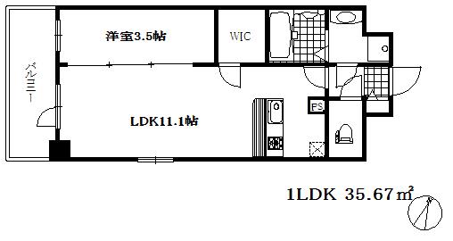 エスリード神戸レジデンス(1LDK/6階)の間取り写真