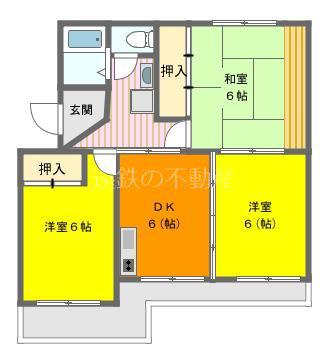 ヴィラスカラ(3DK/1階)の間取り写真