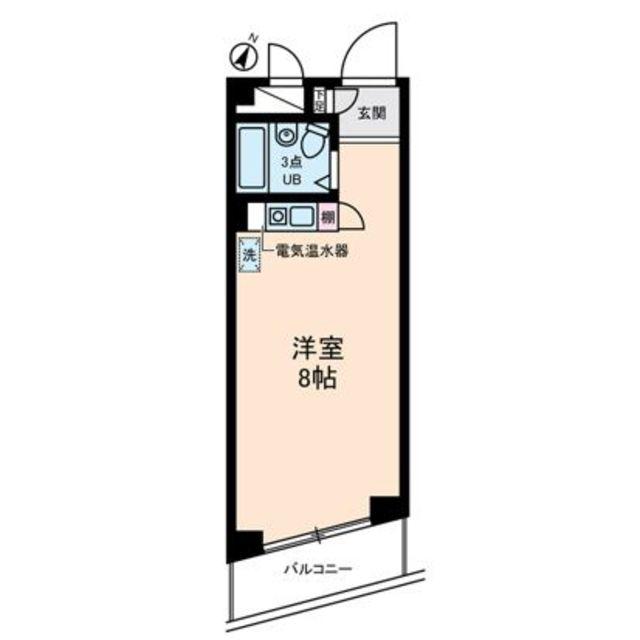 キャッスル日野台(ワンルーム/1階)の間取り写真