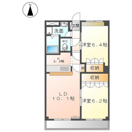 ミラーアイランドGI(2LDK/2階)の間取り写真