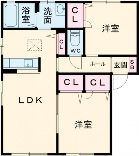 ティアラ(2LDK/1階)の間取り写真