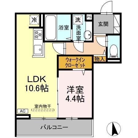 GRAND D-ROOM大手(1LDK/3階)の間取り写真