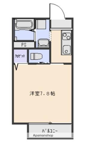 ＪＲ横須賀線 衣笠駅 徒歩7分 2階建 築22年(1K/1階)の間取り写真