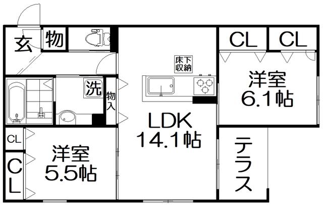 EMOUVOIR(2LDK/1階)の間取り写真