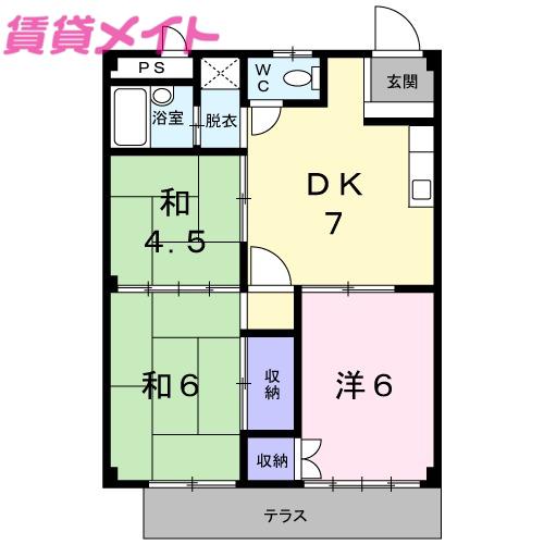 シティハイツ田中(3DK/1階)の間取り写真