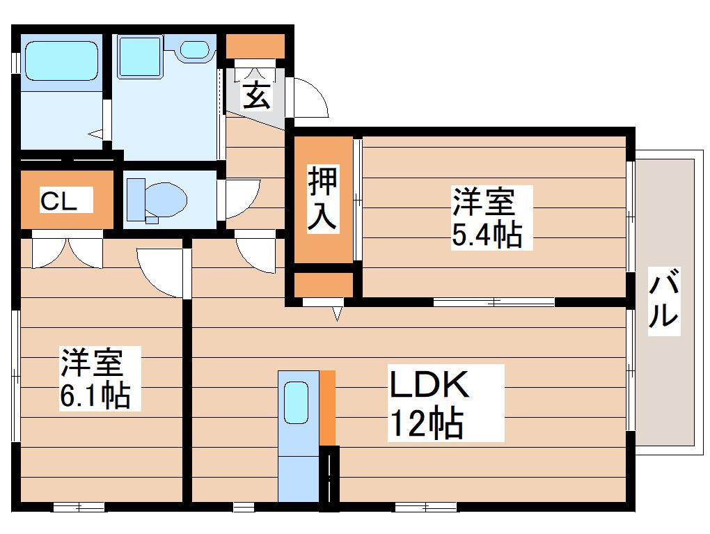エクセルシオール(2LDK/2階)の間取り写真