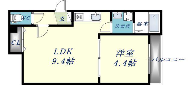 JINO放出(1LDK/1階)の間取り写真