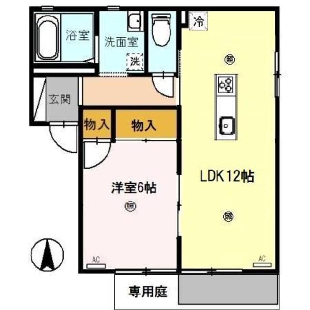 フォーレス乙井 C棟(1LDK/1階)の間取り写真