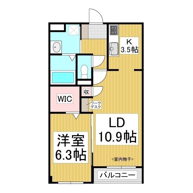 サン・フローラ南俣(1LDK/1階)の間取り写真