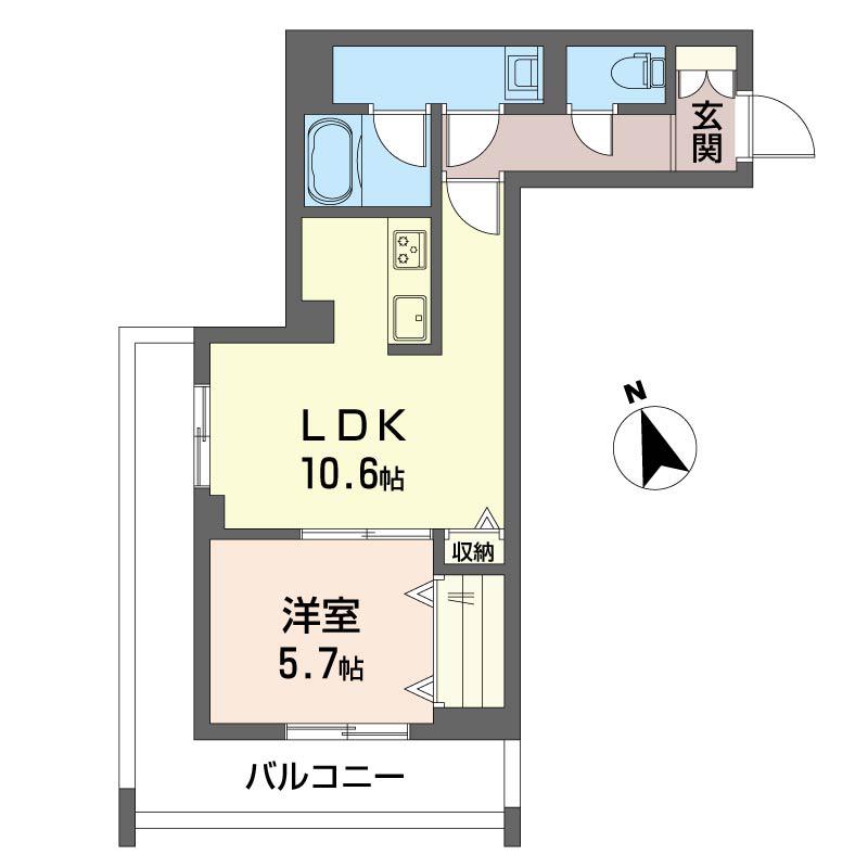 ベンディシオン市川(1LDK/4階)の間取り写真