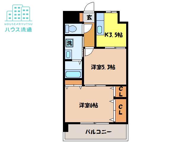 ステートリーマンション鷲崎(2K/4階)の間取り写真