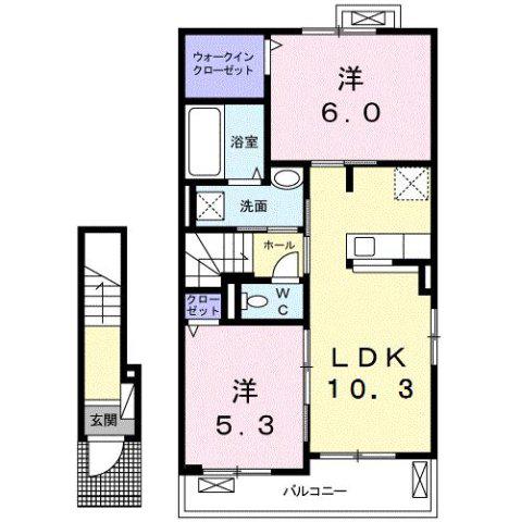 アンジュI(2LDK/2階)の間取り写真