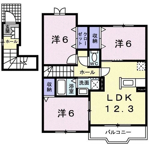 ブリッサユウII(3LDK/2階)の間取り写真