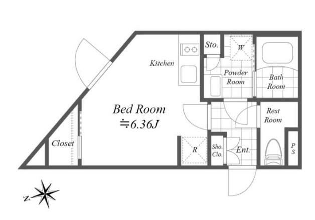 REVE RESIDENCE 白金台(ワンルーム/1階)の間取り写真