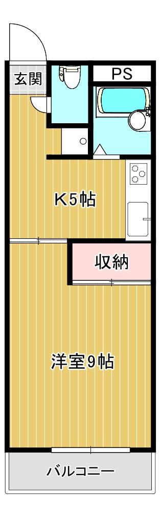 シーザーズパレス不知火(1K/3階)の間取り写真