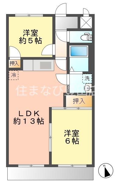 レイクヒルズ(2LDK/1階)の間取り写真
