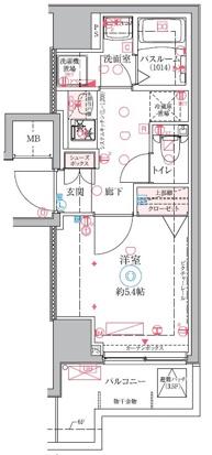 クレヴィスタ大井町(ワンルーム/2階)の間取り写真