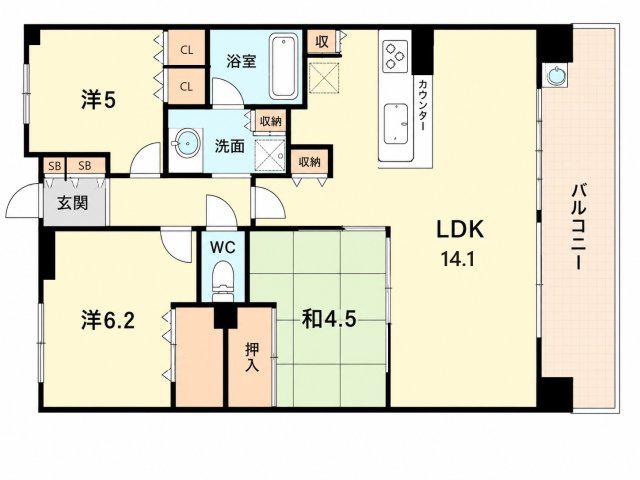 摩耶シティSTATION GATE(2LDK/11階)の間取り写真