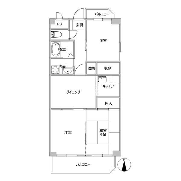 ロイヤルヒルズ山代参番館(2LDK/3階)の間取り写真