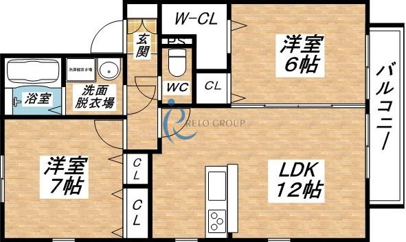 リビングタウン加美北(2LDK/1階)の間取り写真