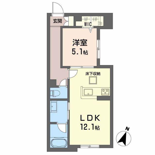WAVE 伏見(1LDK/1階)の間取り写真