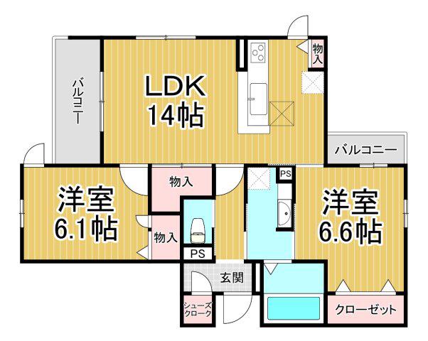 NIGAWA RESIDENCE2(2LDK/3階)の間取り写真