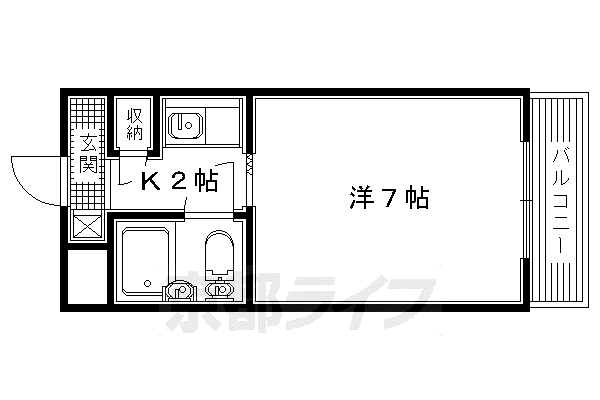 ウエストハイツ(1K/4階)の間取り写真