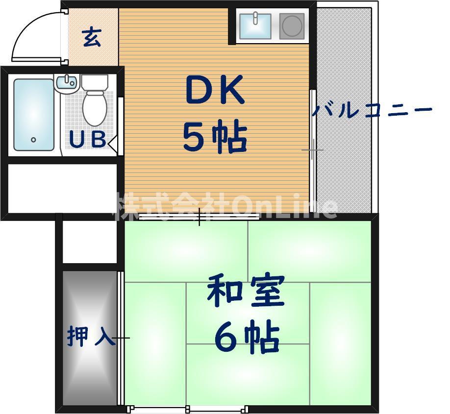 ピースハイツ永和(1DK/1階)の間取り写真