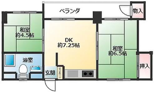 エアポートマンション(2DK/6階)の間取り写真