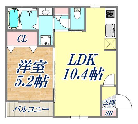 神戸市東灘区住吉東町PJ(1LDK/1階)の間取り写真