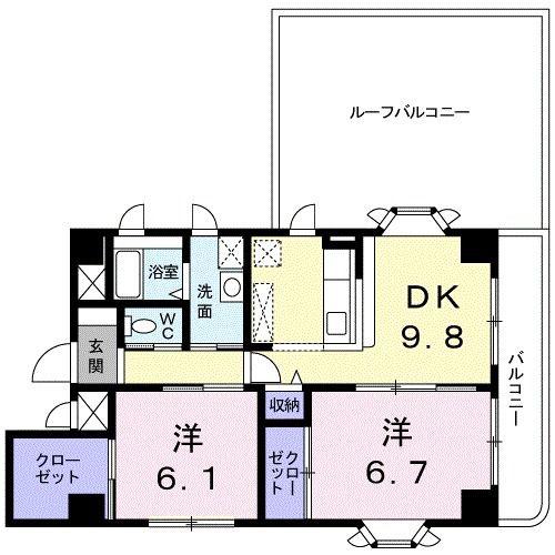 サイレントヒル高野台(2DK/5階)の間取り写真