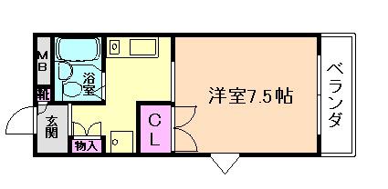 ウエストロッジ(1K/3階)の間取り写真