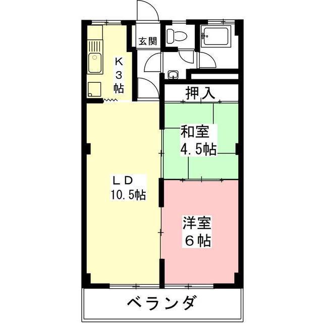 森島コーポラス(2LDK/3階)の間取り写真