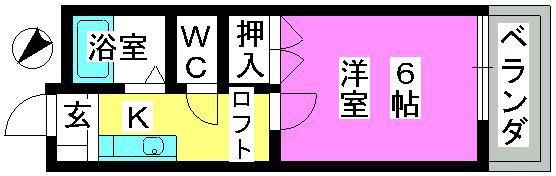 第3的野コーポ(ワンルーム/2階)の間取り写真