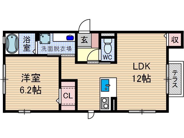 ハレ アヌエヌエ(1LDK/2階)の間取り写真